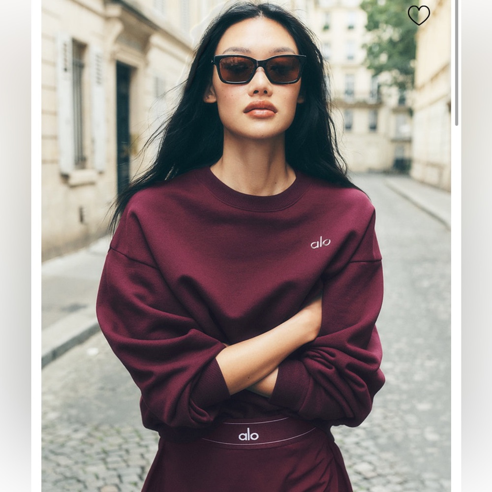ALO Yoga Burgundy Crew Neck Sweater